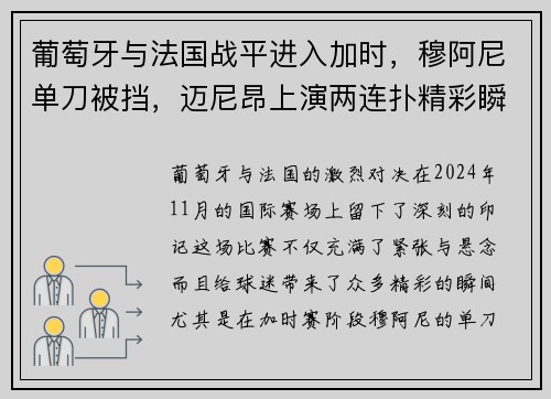 葡萄牙与法国战平进入加时，穆阿尼单刀被挡，迈尼昂上演两连扑精彩瞬间